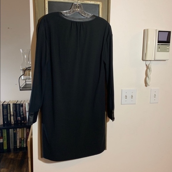 Theory Black Popover  Combo Dress with Leather Trims Size Small NWT - Picture 6 of 7